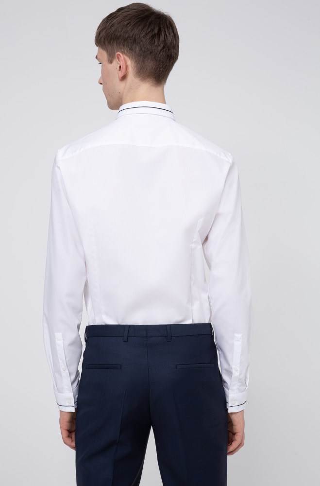 Hugo Boss Extra-slim-fit cotton shirt Hvite | Fpi9Q43s