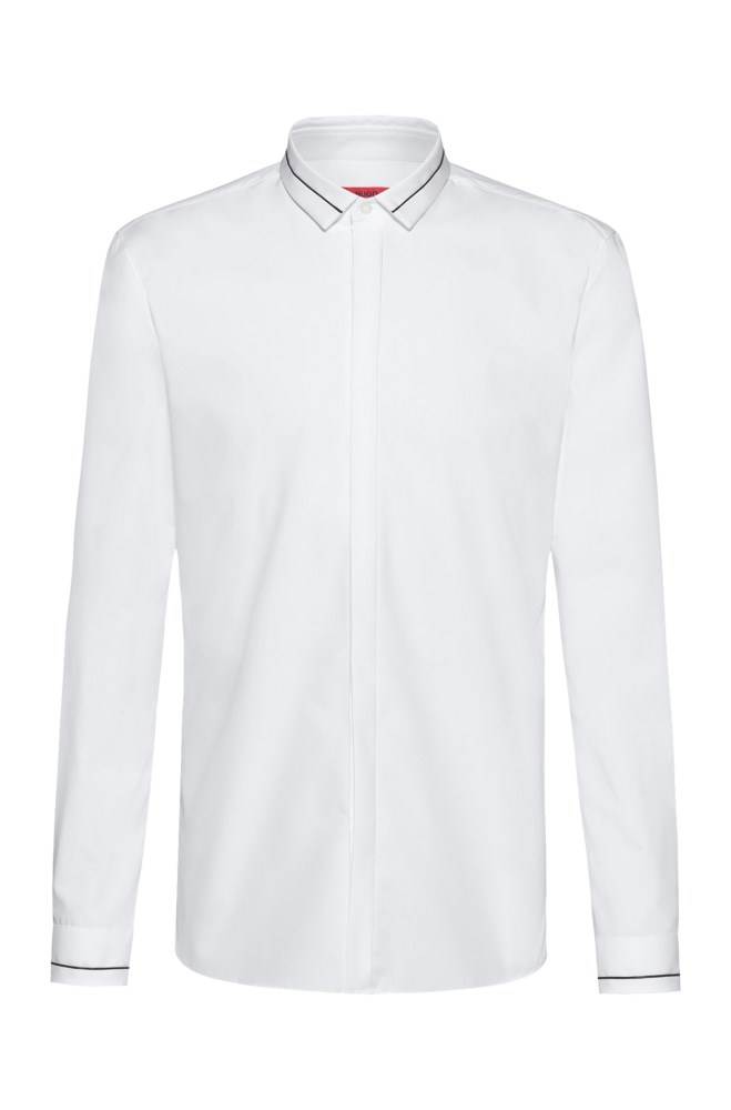 Hugo Boss Extra-slim-fit cotton shirt Hvite | Fpi9Q43s