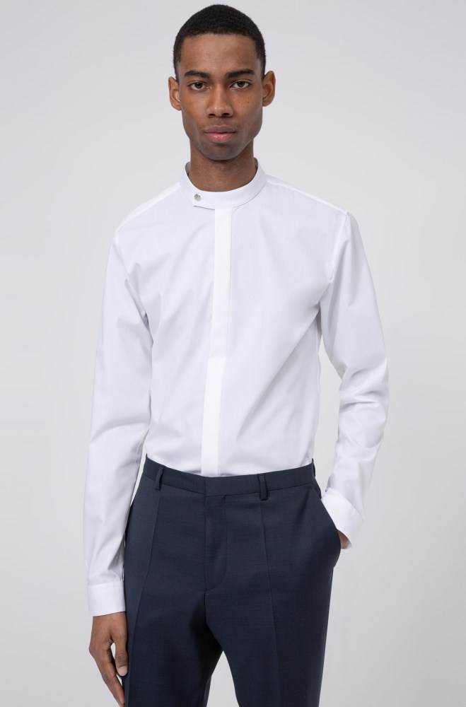 Hugo Boss Extra-slim-fit cotton shirt Hvite | LIWVQ4hx