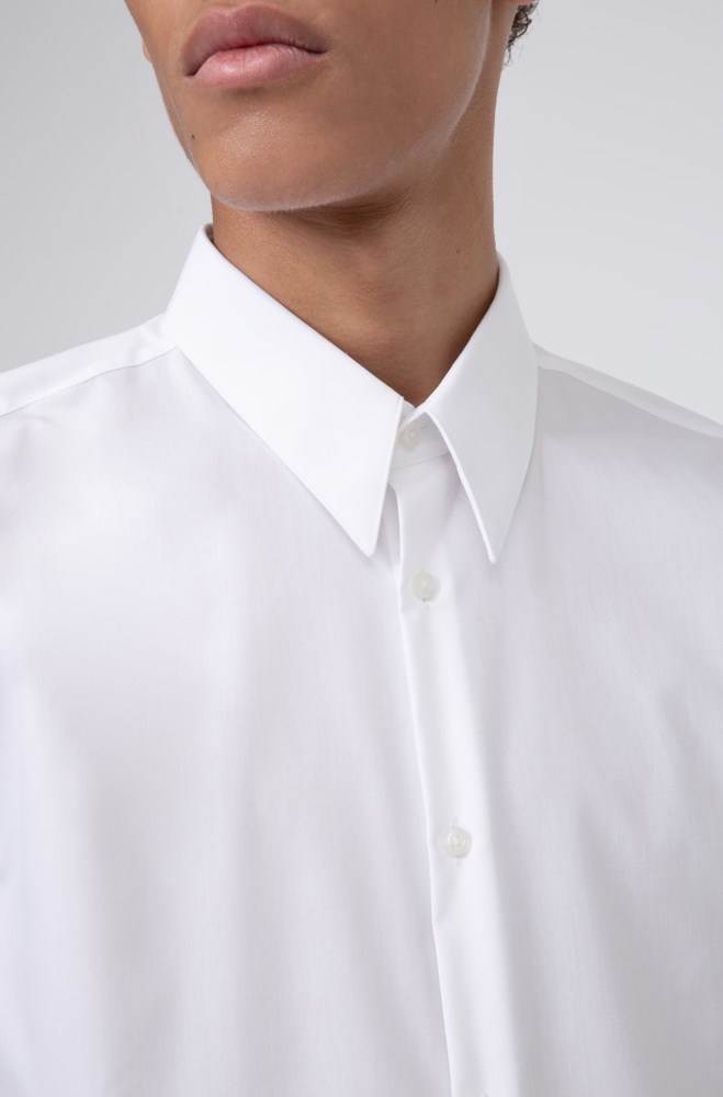 Hugo Boss Extra-slim-fit cotton shirt Hvite | OonAWBVG