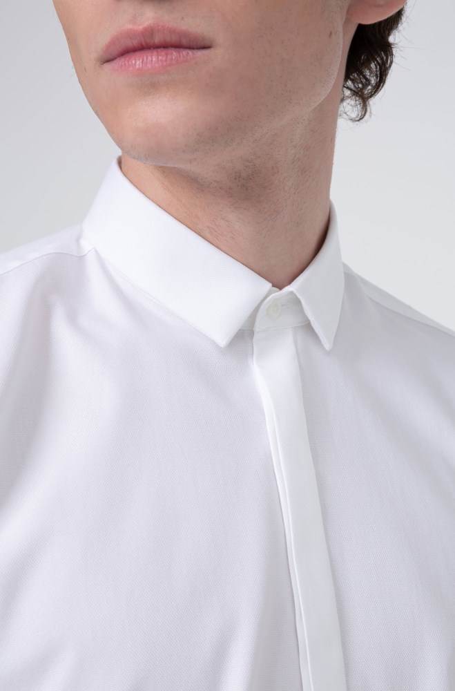 Hugo Boss Extra-slim-fit cotton shirt Hvite | qkXI2dUN