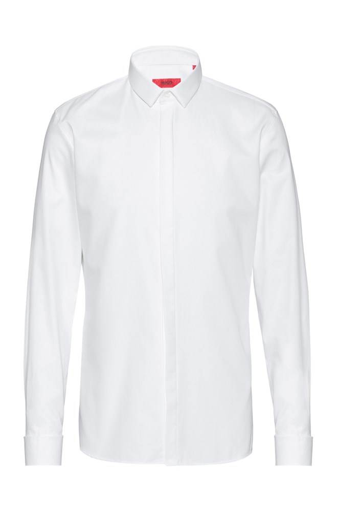 Hugo Boss Extra-slim-fit cotton shirt Hvite | qkXI2dUN