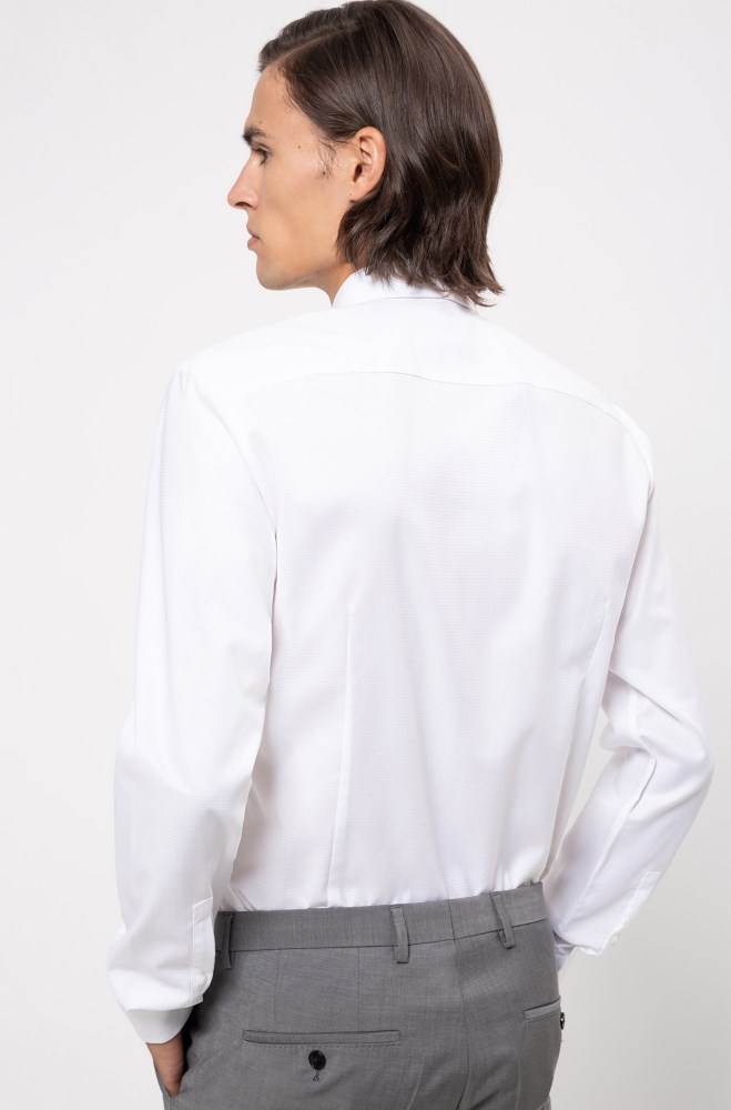 Hugo Boss Extra-slim-fit cotton shirt Hvite | zjYHYcxg