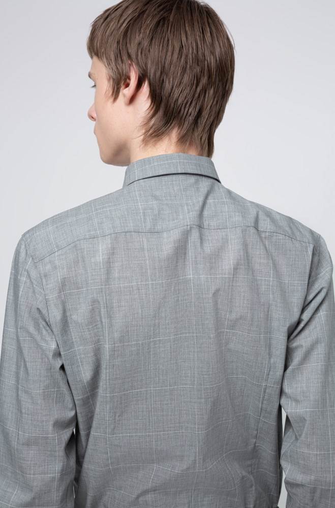 Hugo Boss Extra-slim-fit cotton shirt Lyse Grå | nQteB610