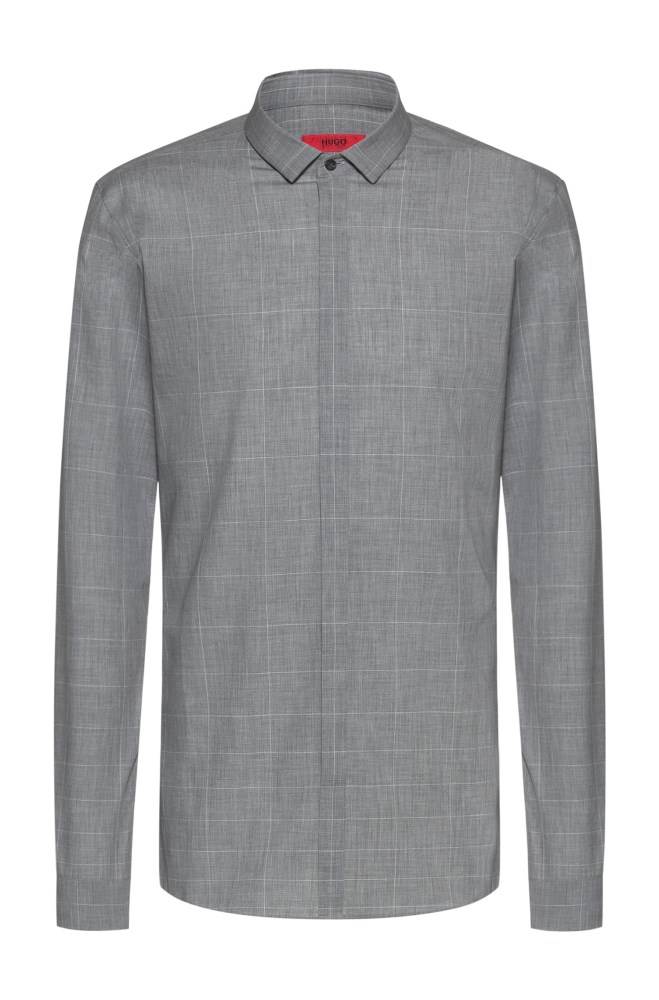 Hugo Boss Extra-slim-fit cotton shirt Lyse Grå | nQteB610