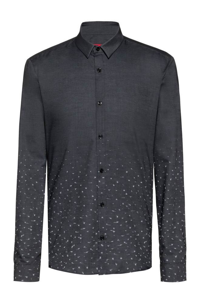 Hugo Boss Extra-slim-fit cotton shirt Mørke Grå | IYBAEQWo