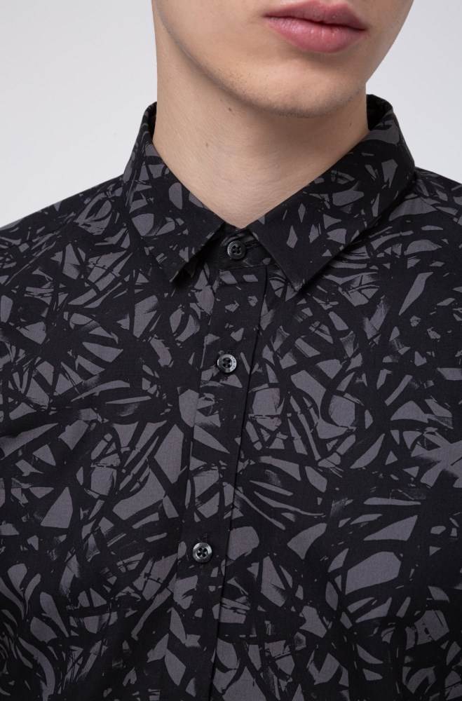 Hugo Boss Extra-slim-fit cotton shirt Patterned | ybpEmDWv