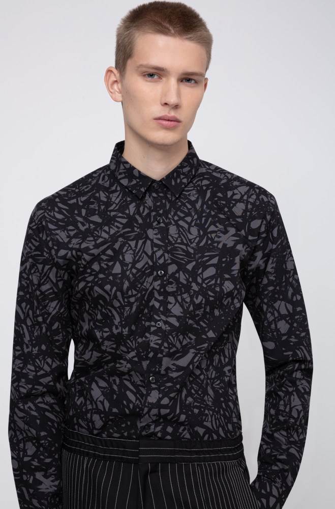 Hugo Boss Extra-slim-fit cotton shirt Patterned | ybpEmDWv