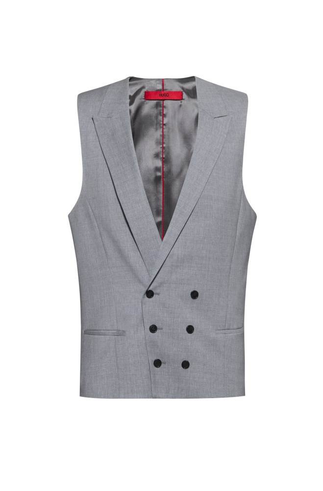 Hugo Boss Extra-slim-fit double-breasted waistcoat Lyse Grå | WtgO7kzF