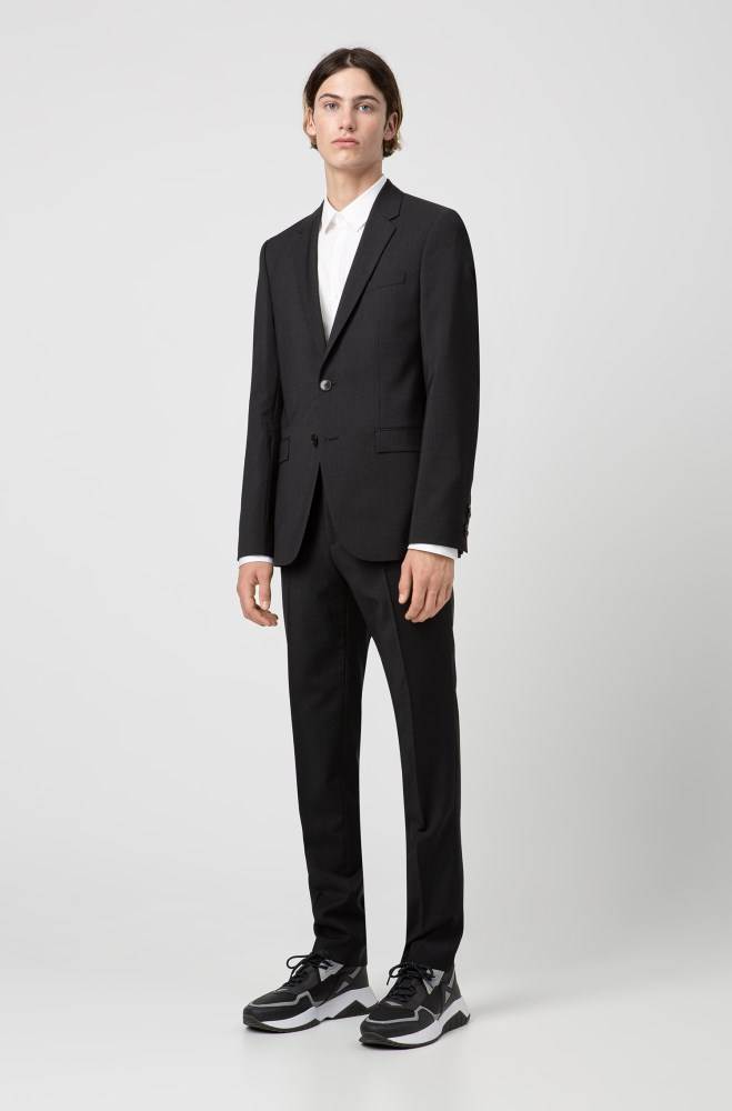 Hugo Boss Extra-slim-fit jacket Mørke Grå | ZWuy6hZK