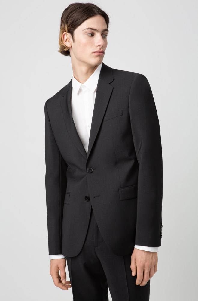 Hugo Boss Extra-slim-fit jacket Mørke Grå | ZWuy6hZK