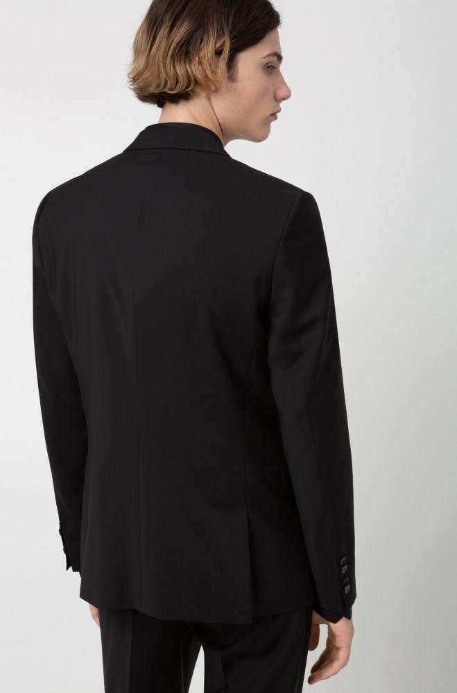 Hugo Boss Extra-slim-fit jacket Svarte | 6ukHzoNK