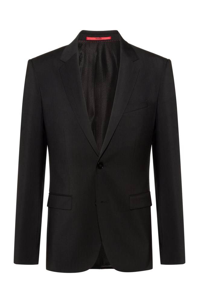 Hugo Boss Extra-slim-fit jacket Svarte | 6ukHzoNK