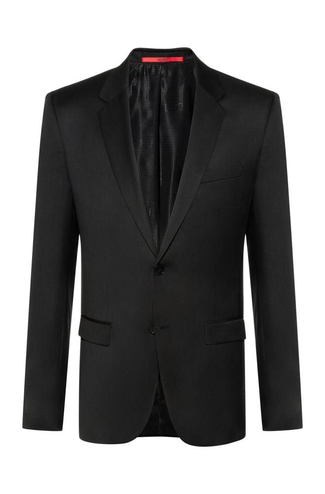 Hugo Boss Extra-slim-fit jacket Svarte | XzN9DTqW