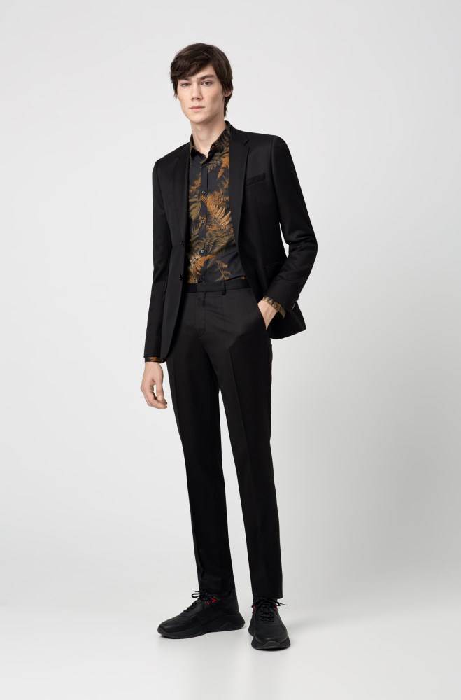 Hugo Boss Extra-slim-fit jacket Svarte | YS2MRQOR