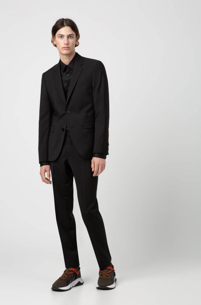 Hugo Boss Extra-slim-fit jacket Svarte | qaZxPwOL