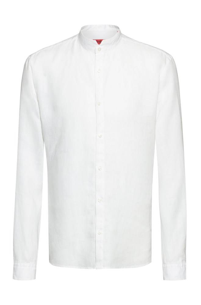 Hugo Boss Extra-slim-fit linen shirt Hvite | au5Gcp0U