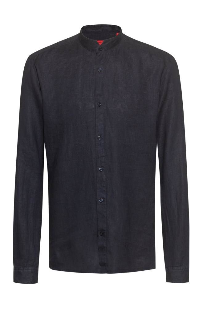 Hugo Boss Extra-slim-fit linen shirt Mørke Blå | 3vwwBfYB