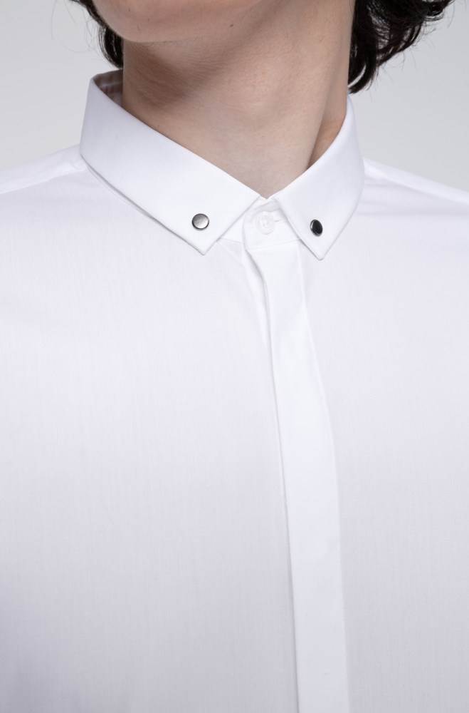 Hugo Boss Extra-slim-fit shirt Hvite | 2D7U5xcy