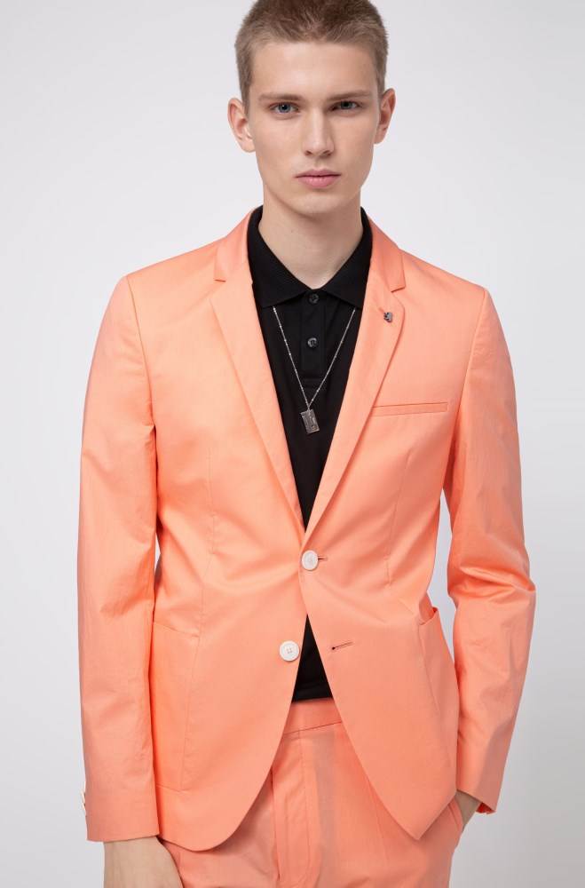 Hugo Boss Extra-slim-fit stretch-cotton jacket Lyse Oransje | BVkwvSpC