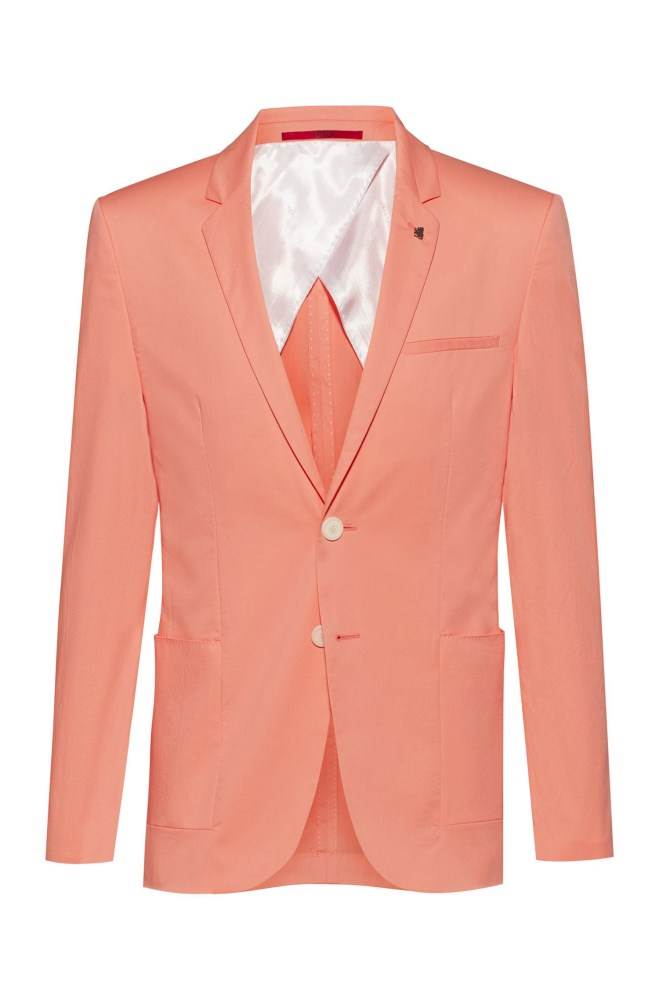 Hugo Boss Extra-slim-fit stretch-cotton jacket Lyse Oransje | BVkwvSpC