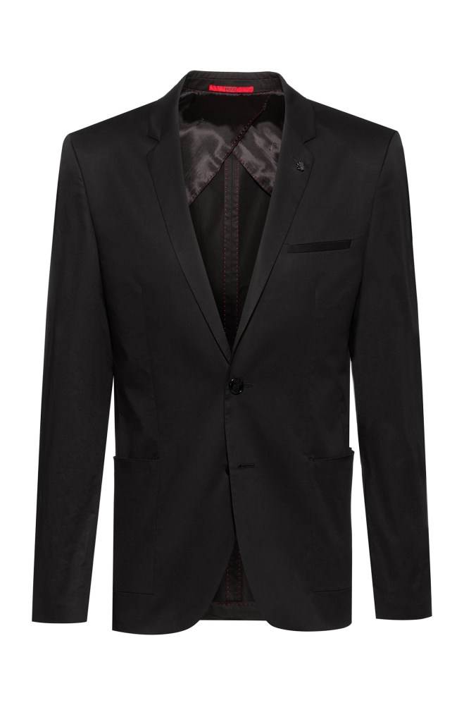 Hugo Boss Extra-slim-fit stretch-cotton jacket Svarte | cFVMvzjA