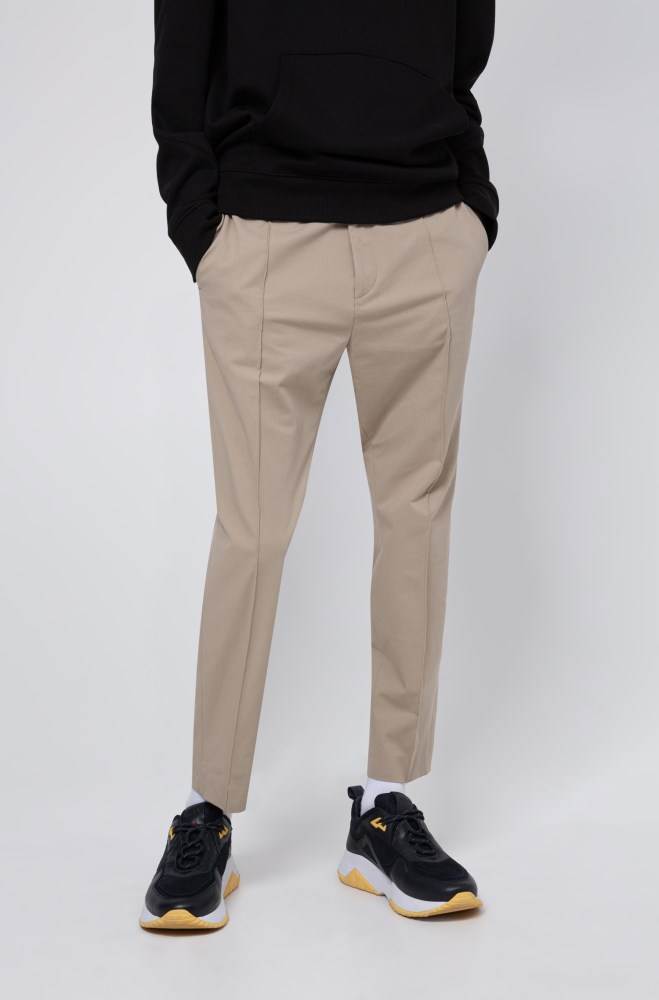 Hugo Boss Extra-slim-fit stretch-cotton trousers Beige | pmW5NcXS