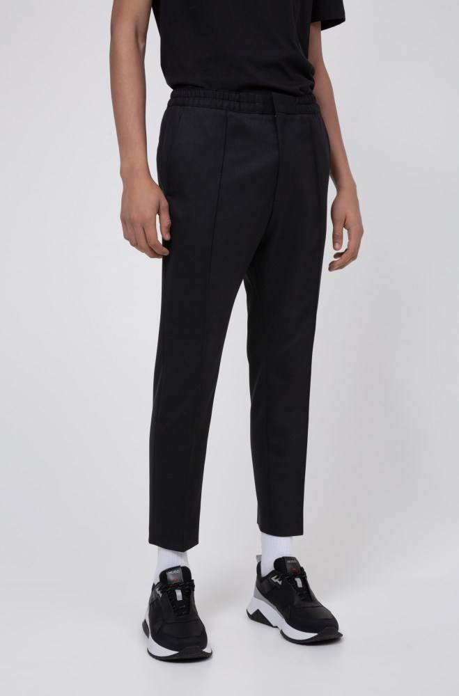 Hugo Boss Extra-slim-fit stretch-twill trousers Svarte | 8Av0mN43