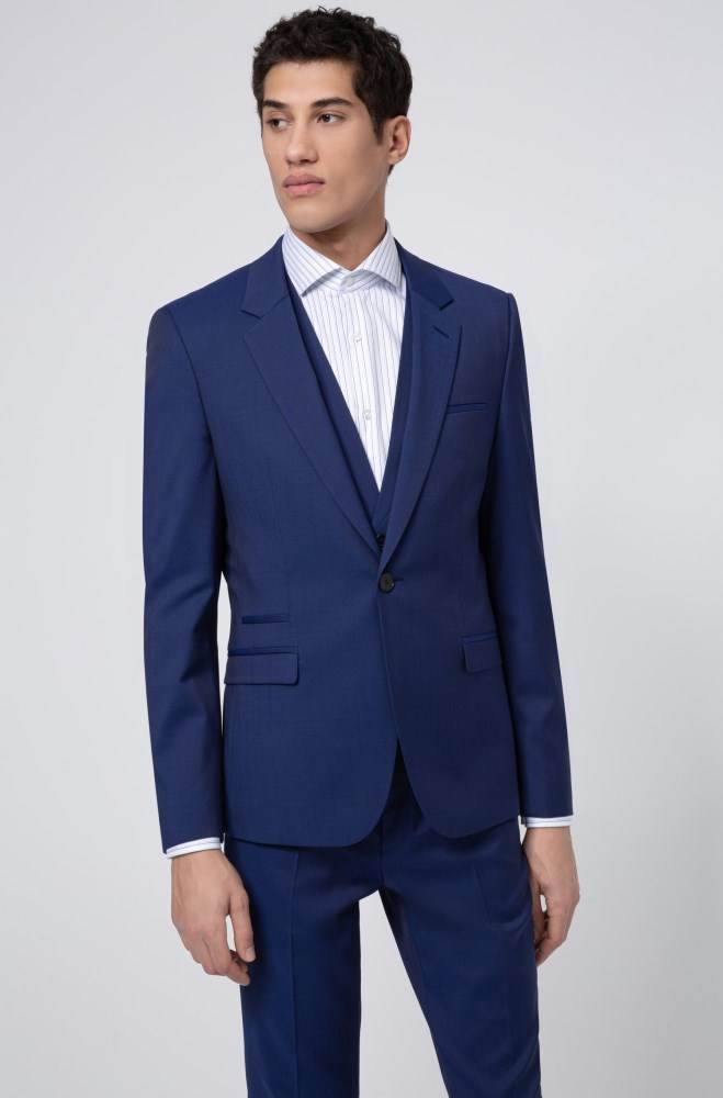 Hugo Boss Extra-slim-fit three-piece suit Blå | WZwgZxt6