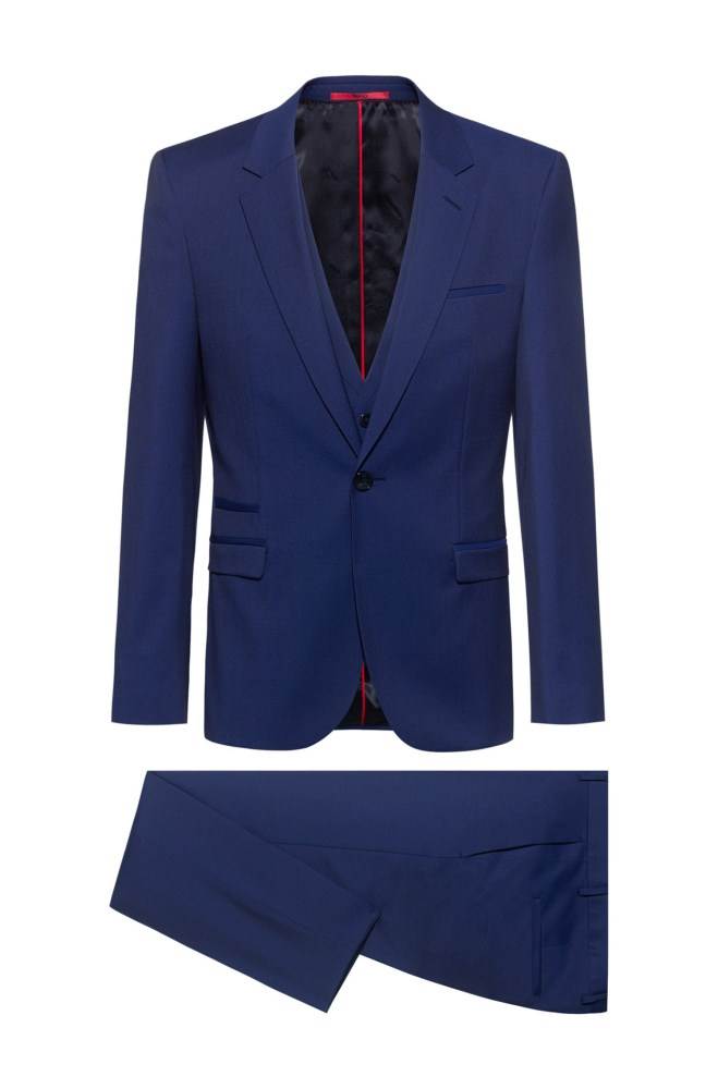 Hugo Boss Extra-slim-fit three-piece suit Blå | WZwgZxt6