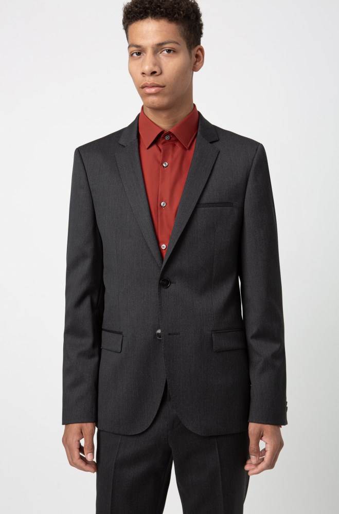 Hugo Boss Extra-slim-fit virgin-wool jacket Anthracite | h1FObAkh