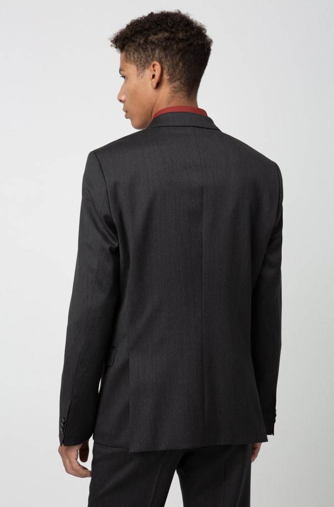 Hugo Boss Extra-slim-fit virgin-wool jacket Anthracite | h1FObAkh