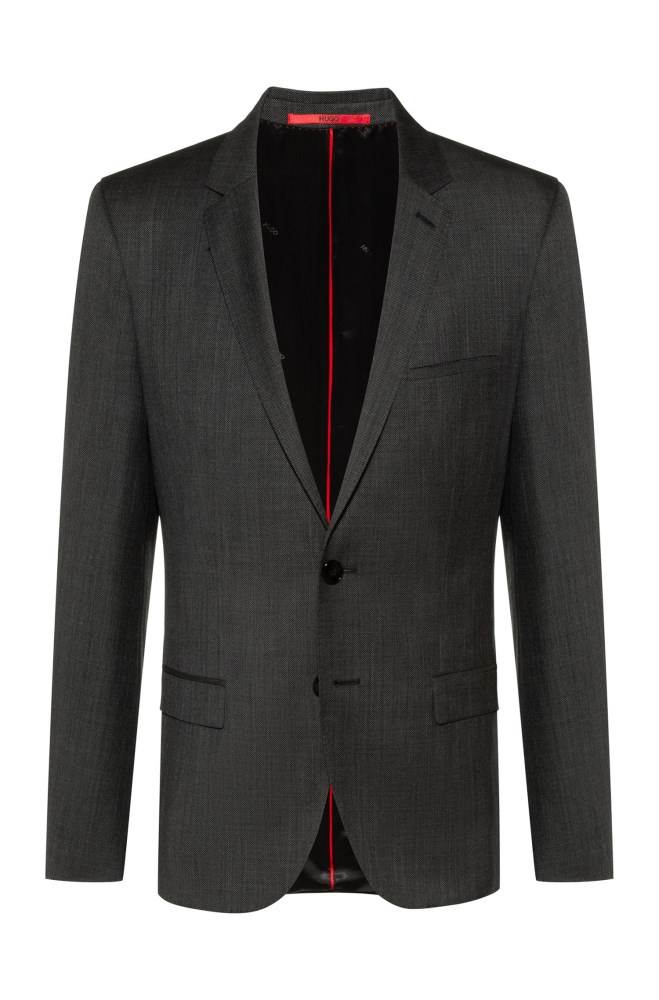 Hugo Boss Extra-slim-fit virgin-wool jacket Anthracite | vSomhjs9