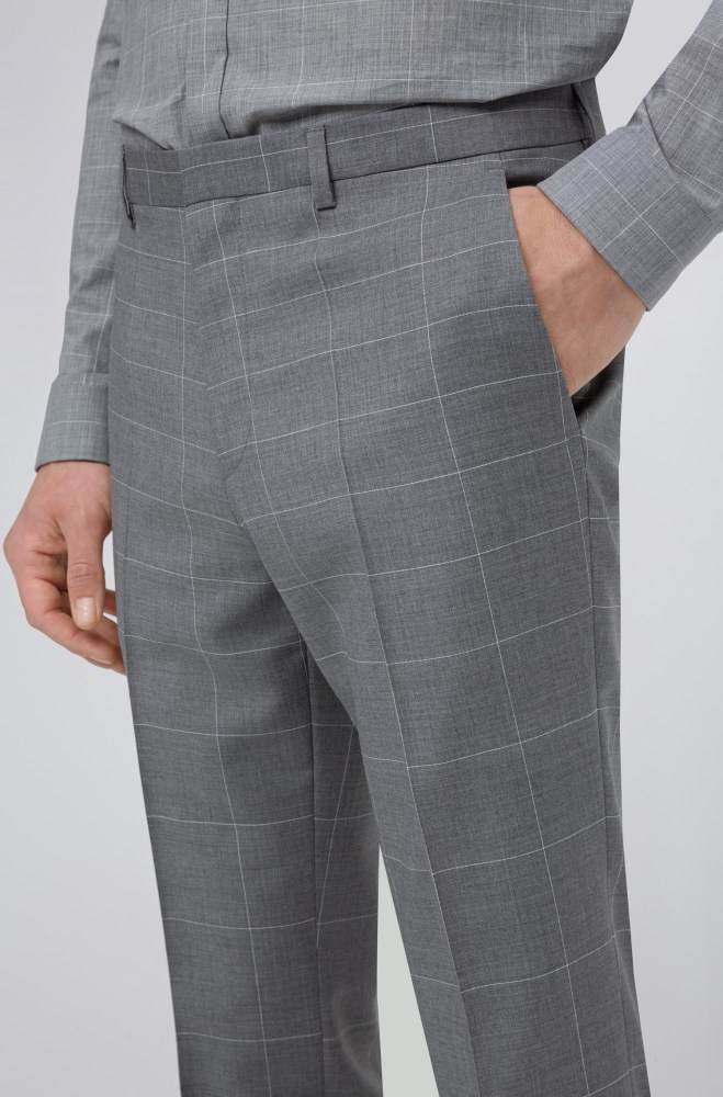 Hugo Boss Extra-slim-fit virgin-wool suit Lyse Grå | WskJp7zl