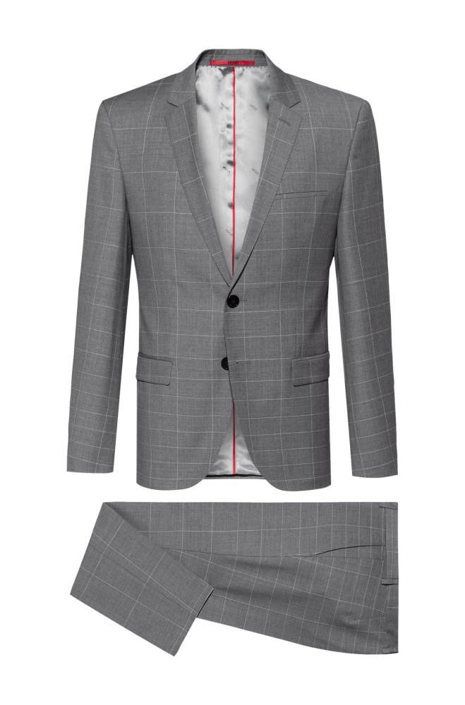 Hugo Boss Extra-slim-fit virgin-wool suit Lyse Grå | WskJp7zl