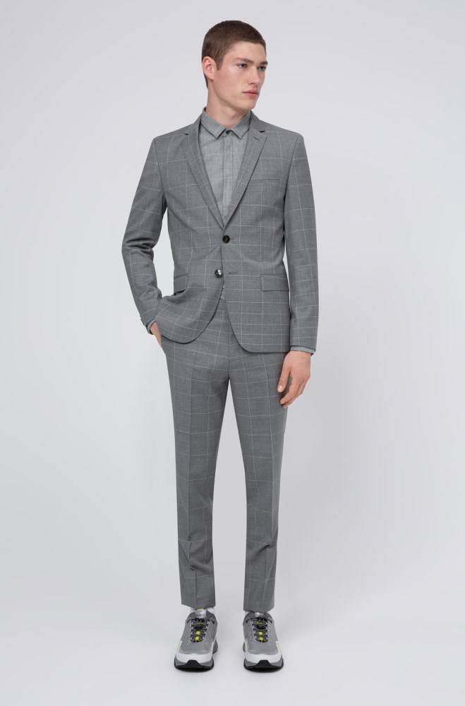 Hugo Boss Extra-slim-fit virgin-wool suit Lyse Grå | WskJp7zl