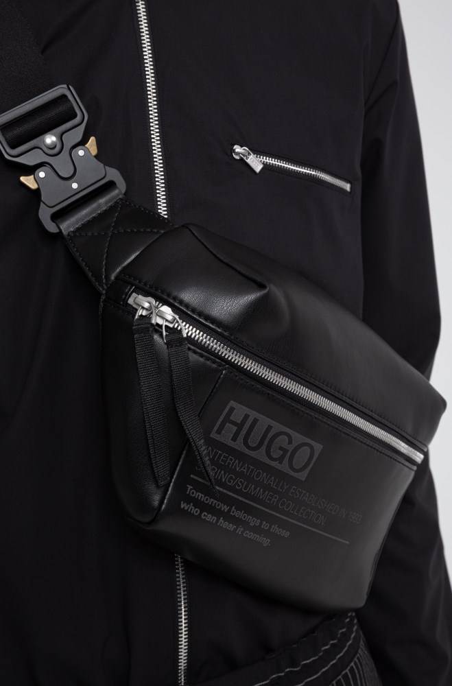 Hugo Boss Faux-leather belt bag Svarte | GVr8onZD