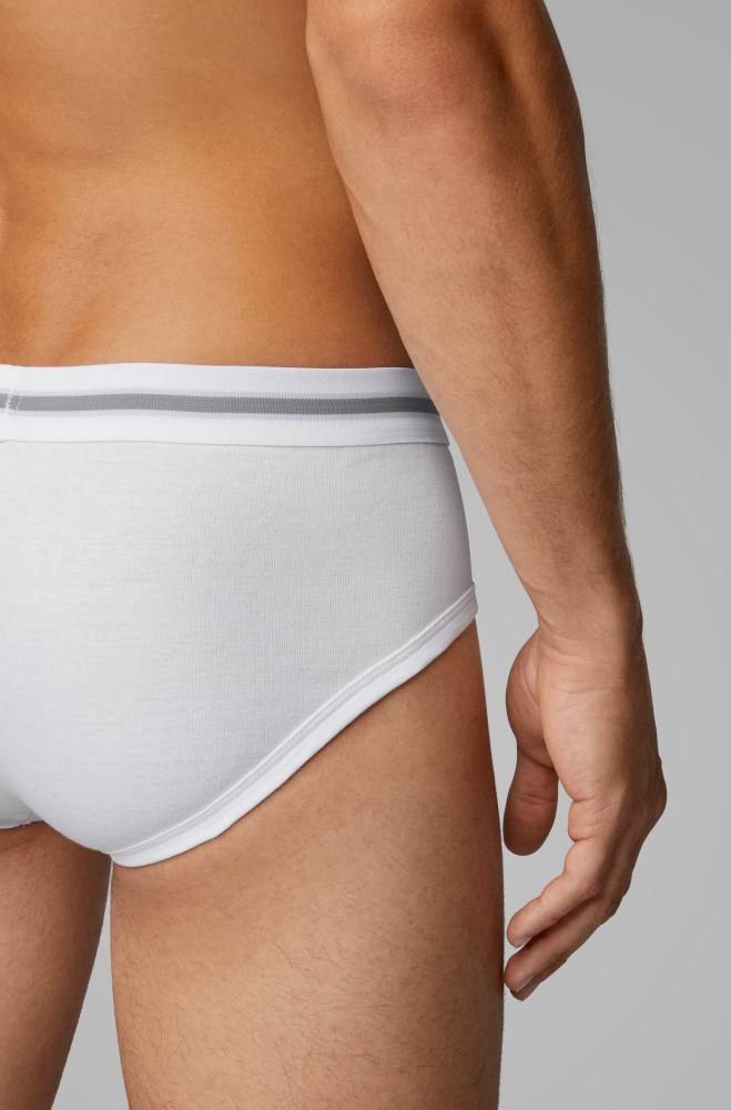 Hugo Boss Finely ribbed cotton briefs Hvite | 2I6Dsq45