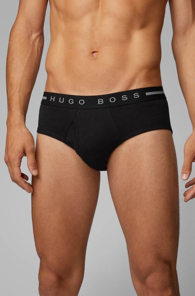 Hugo Boss Finely ribbed cotton briefs Svarte | nQTOyXns