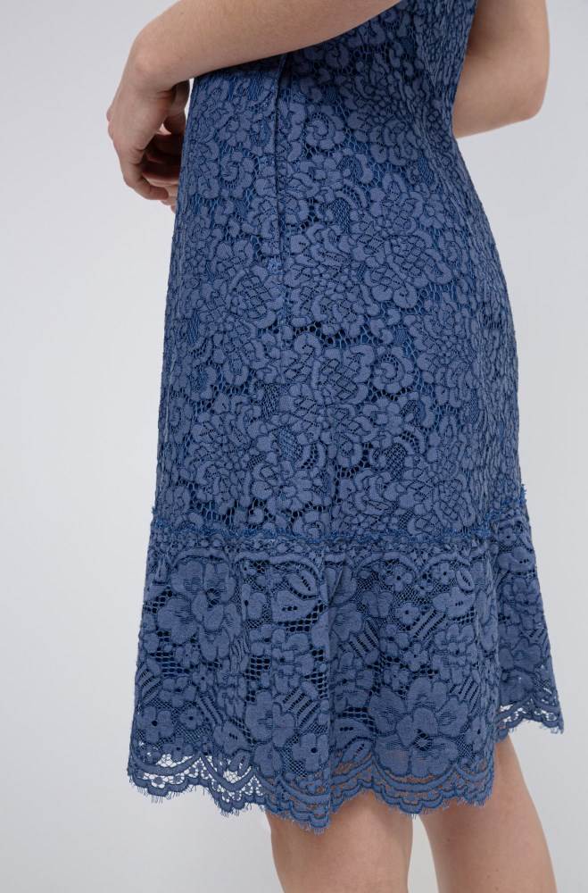 Hugo Boss Floral-lace dress Blå | YO4AdhNL