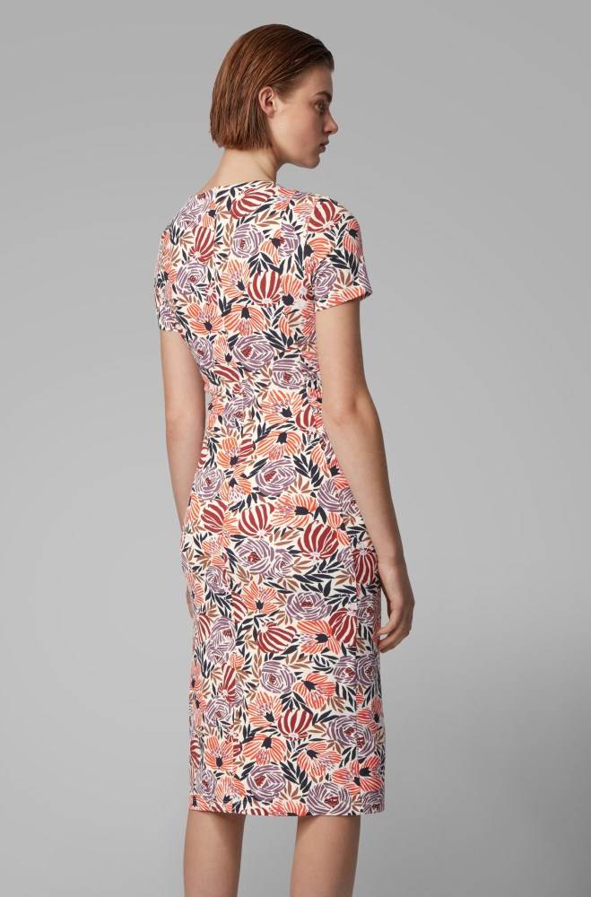 Hugo Boss Floral-print jersey dress Patterned | HPQeo0Qj