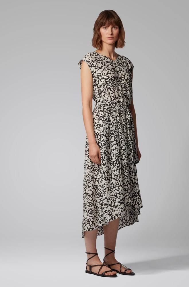 Hugo Boss Floral-print midi dress Patterned | JyPDHc2V