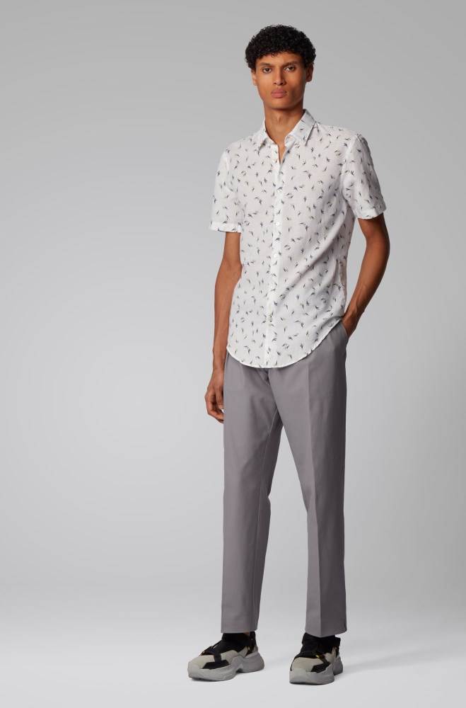 Hugo Boss Floral-print shirt Gul | TSubu4ik