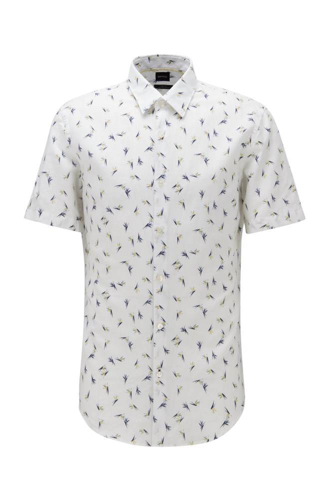 Hugo Boss Floral-print shirt Gul | TSubu4ik