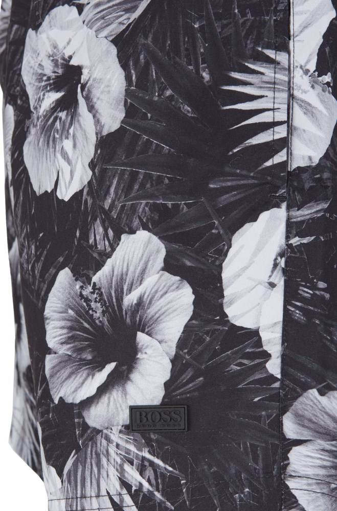 Hugo Boss Floral-print swim shorts Mørke Grå | Wiz5OmuI