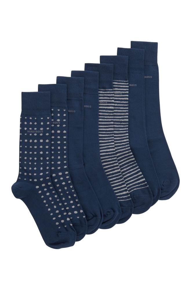 Hugo Boss Four-pack of gift-boxed regular-length socks Mørke Blå | zCR7JvRx