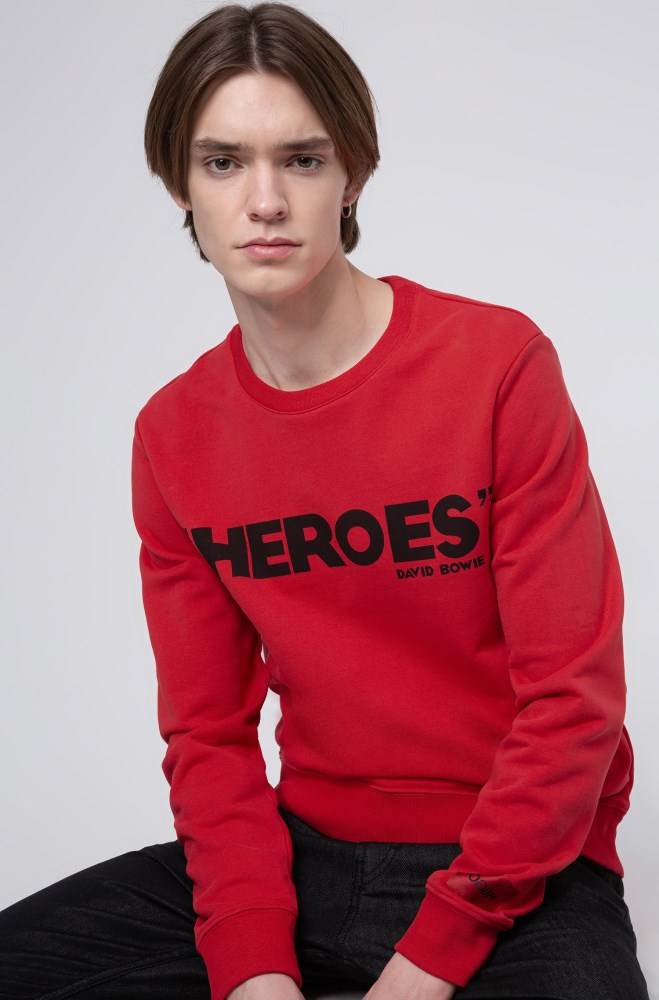 Hugo Boss French-terry cotton sweatshirt Rød | Ji2jdjfN