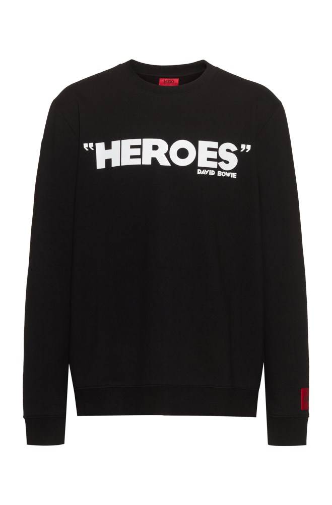 Hugo Boss French-terry cotton sweatshirt Svarte | JjOLksOJ