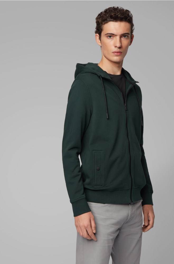 Hugo Boss French-terry hooded jacket Mørke Grønn | z8PuD1Ws