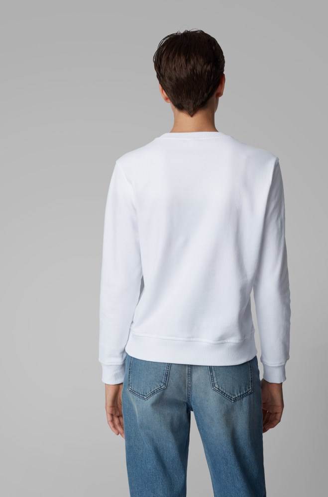 Hugo Boss French-terry sweatshirt Hvite | aU0aLRi0